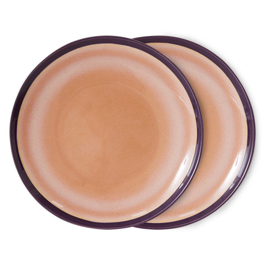 Set of 1970's pink Ceramic Plates Bedrock by HKliving