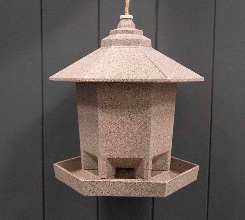 Earthy Hanging Acorn Bird Feeder in Nut Husk 