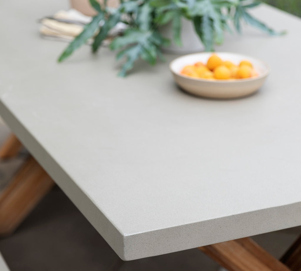 detail of Burford table and bench set Garden Trading