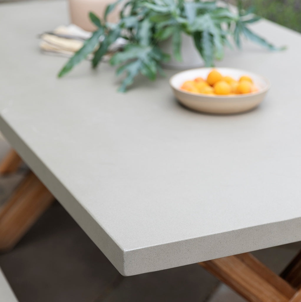 detail of Burford table and bench set Garden Trading