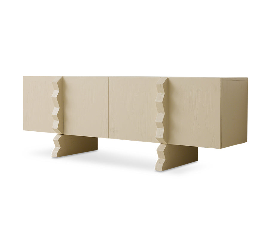 Beige sideboard with unique design on a white background