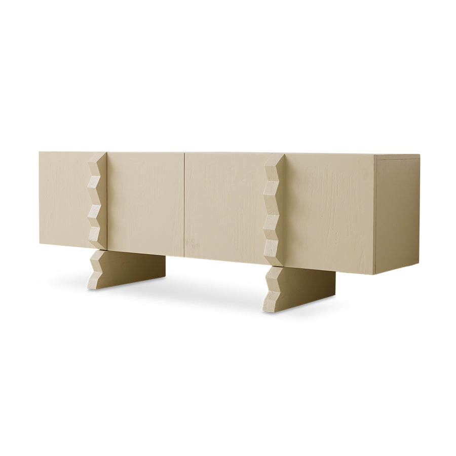Beige sideboard with unique design on a white background