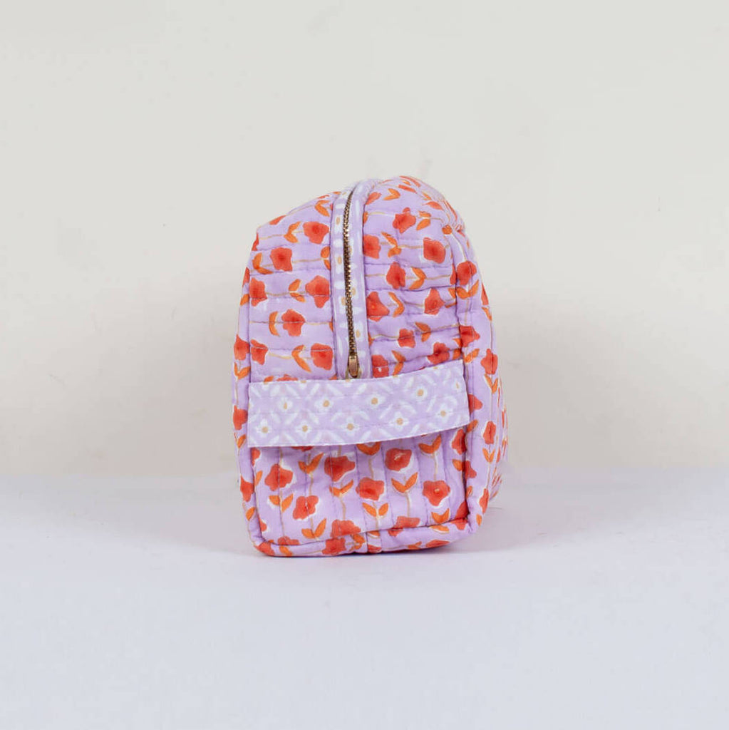 Floral cosmetics bag in lilac