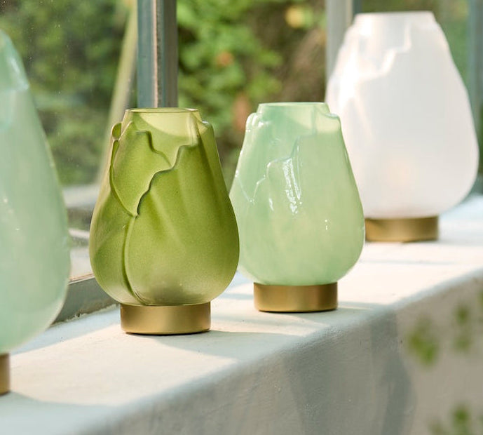 Ginny glass lamps in green and white