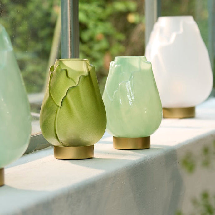 Ginny glass lamps in green and white