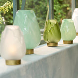 white glass portable lamp