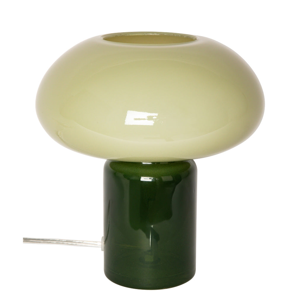 Green Glass lamp in two tone pale and dark green