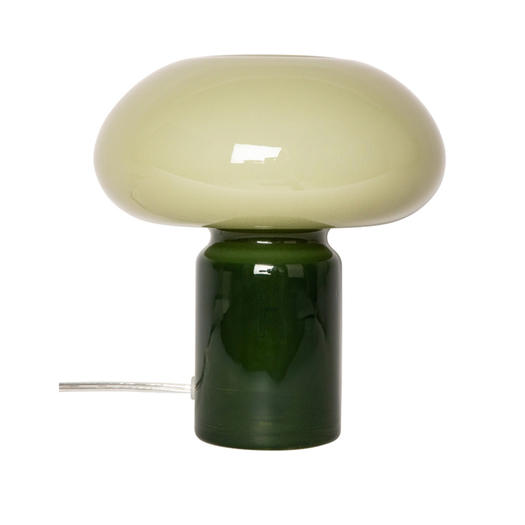 Green Glass lamp in two tone pale and dark green