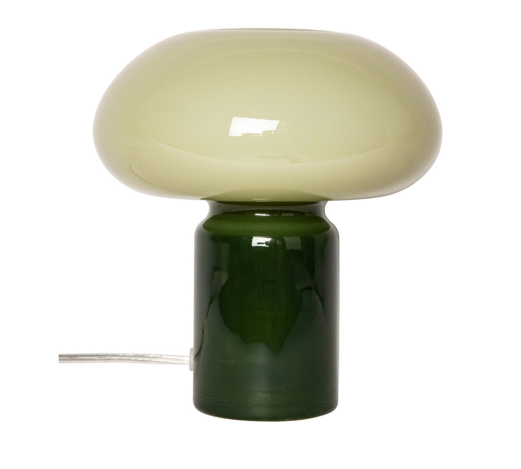 Green Glass lamp in two tone pale and dark green