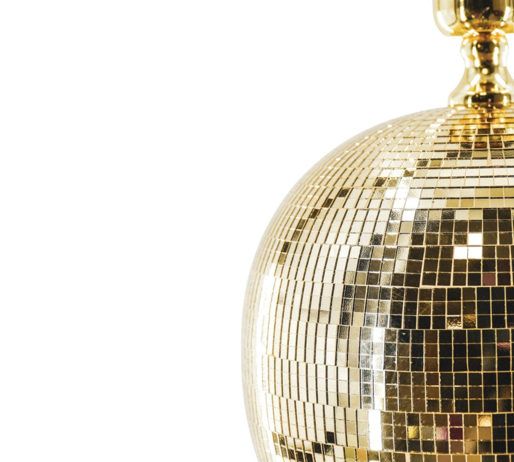 Gold disco ball on a white background