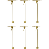 Set of gold candle holders with small spherical ends on a white background