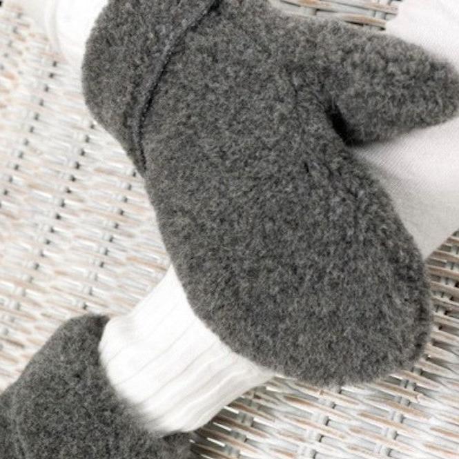 dark grey fleece wool mittens