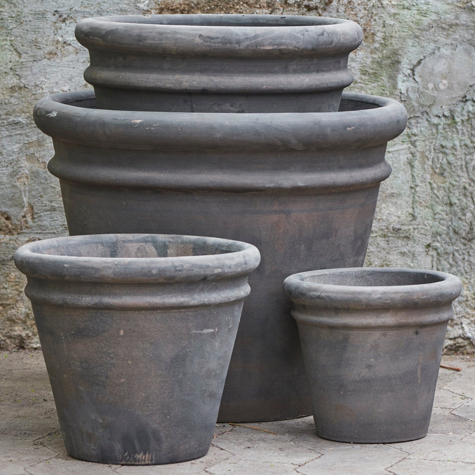 Dark grey clay plant pots 