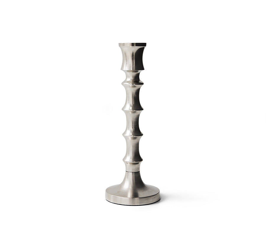 Silver candle holder on a white background