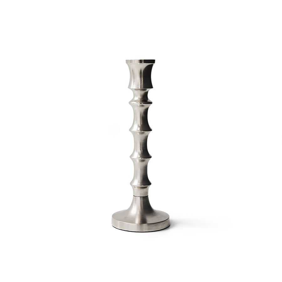 Silver candle holder on a white background