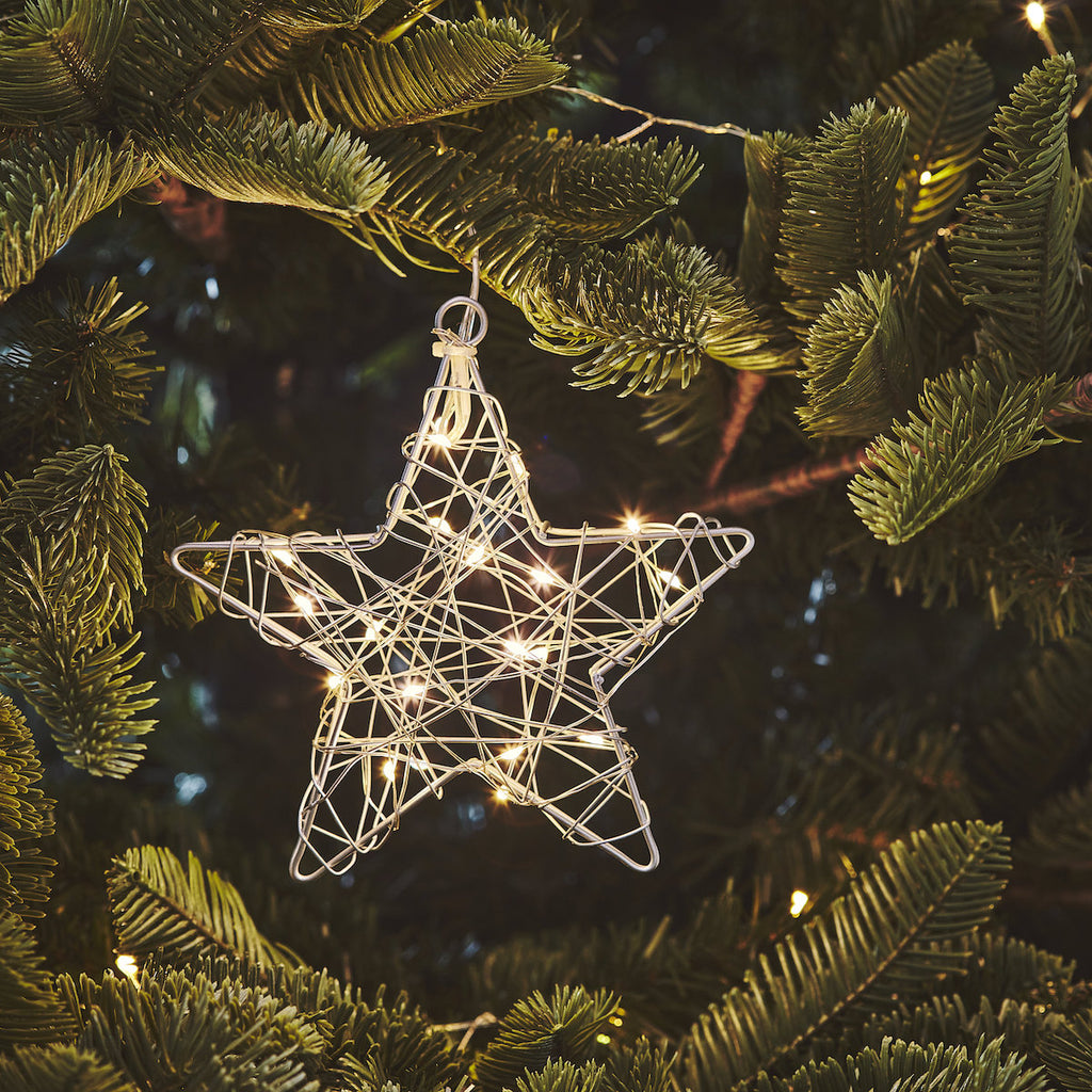 Silver wire hanging star light 