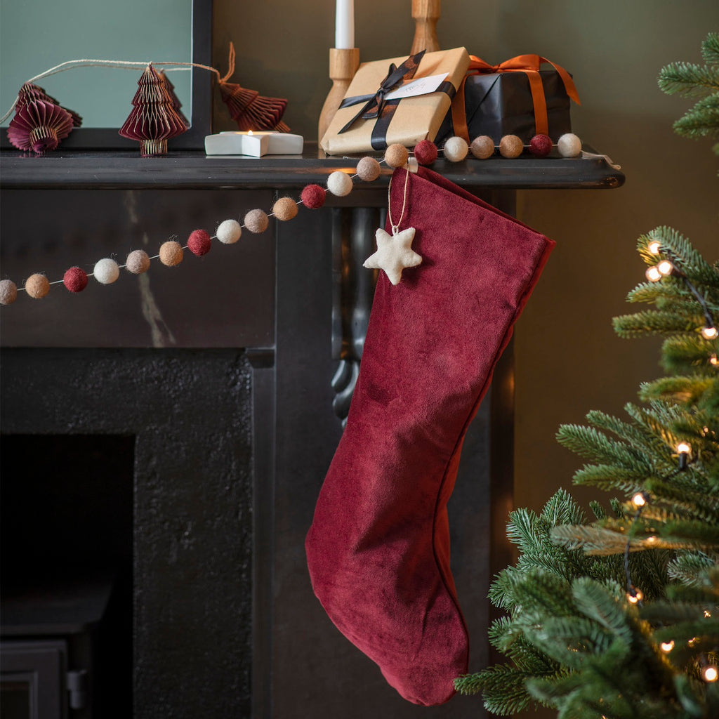 Velvet Berry Red Christmas Stocking 