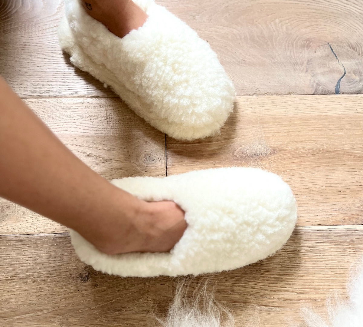 natural wool slippers