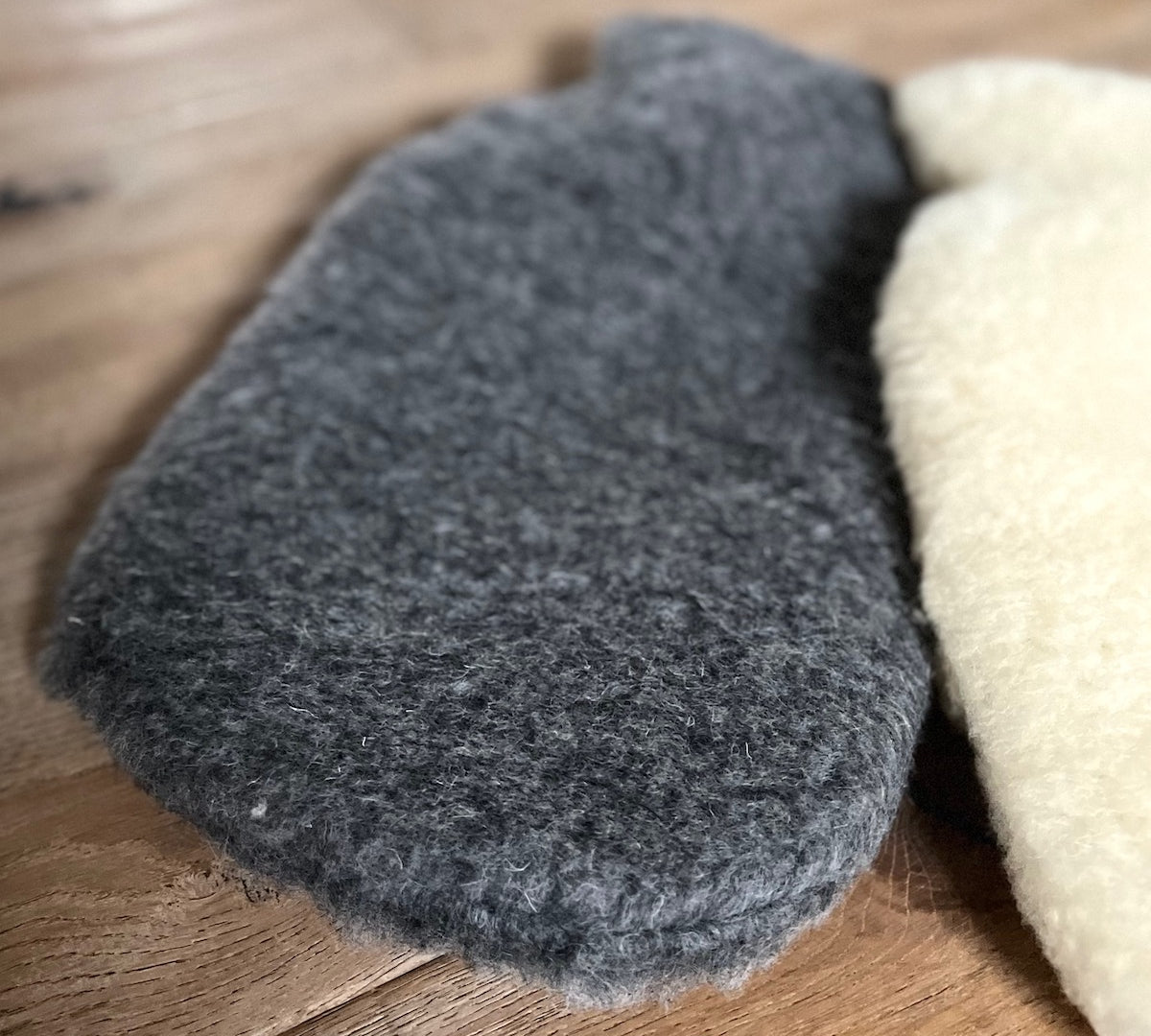 natural wool hot water bottle in grey