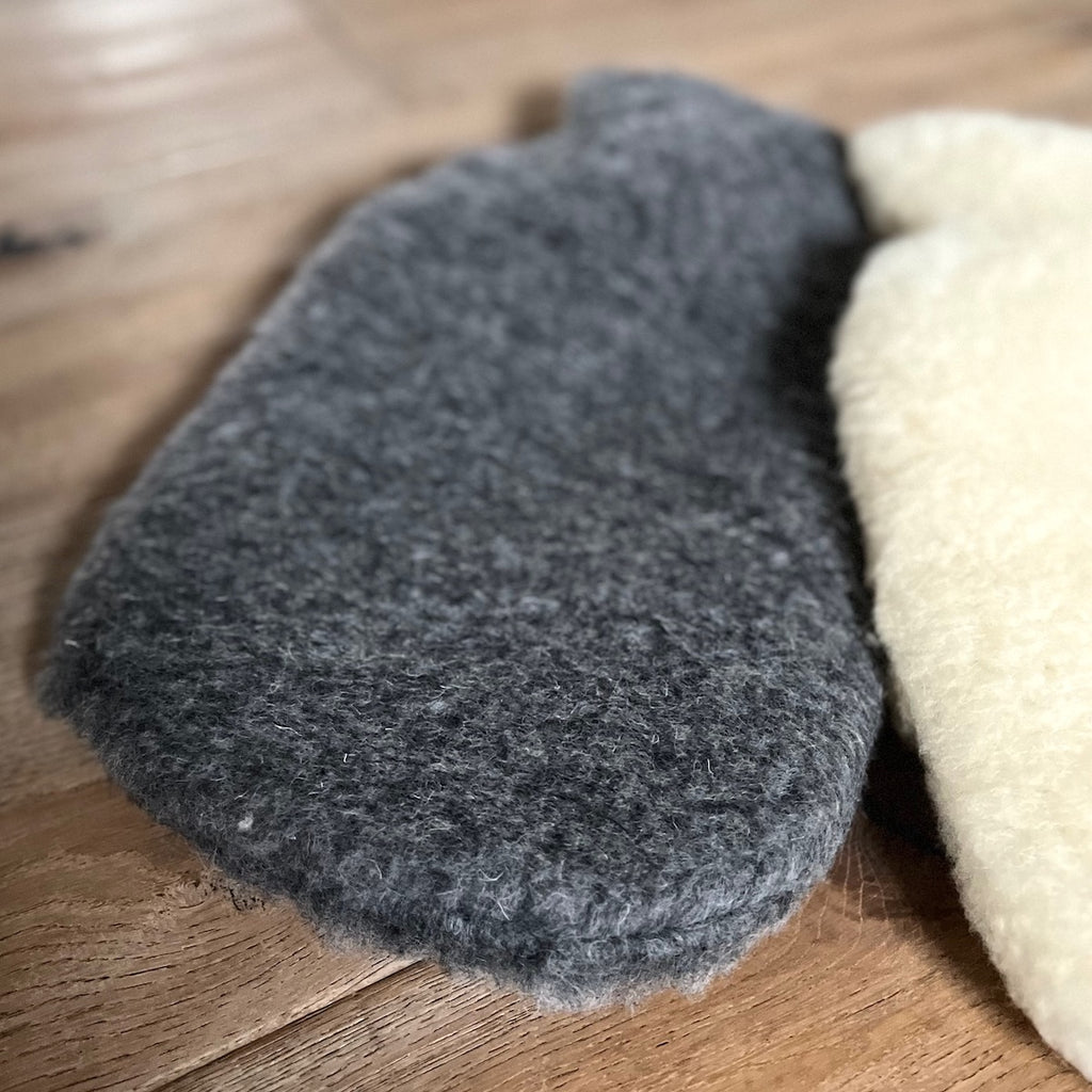 natural wool hot water bottle in grey