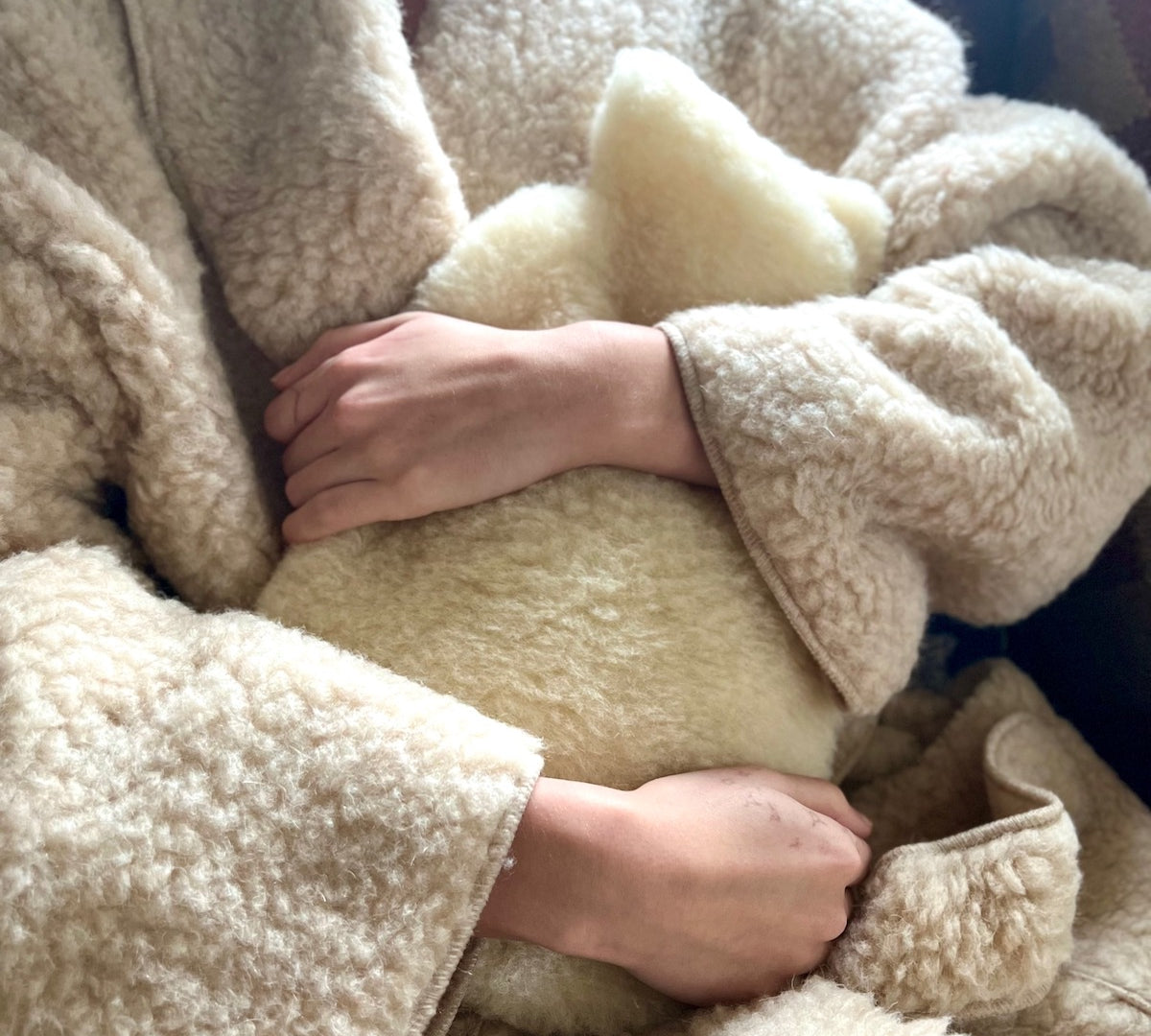 natural wool fleece hot water bottle