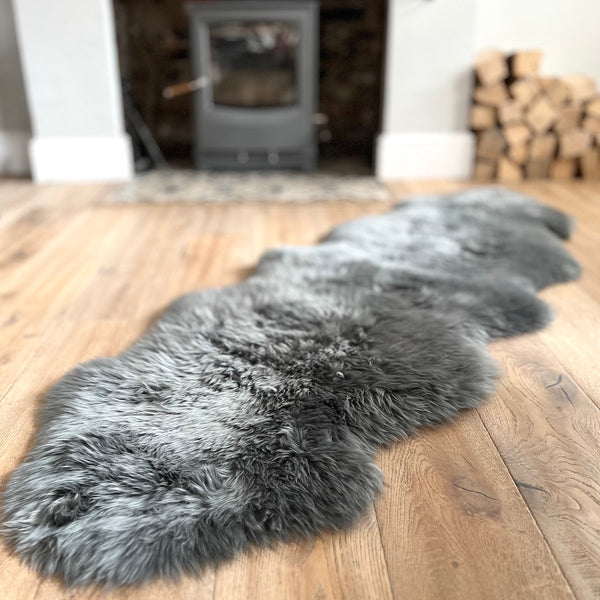double sheepskin rug in grey