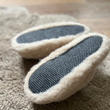 Fleece wool mule slippers in beige