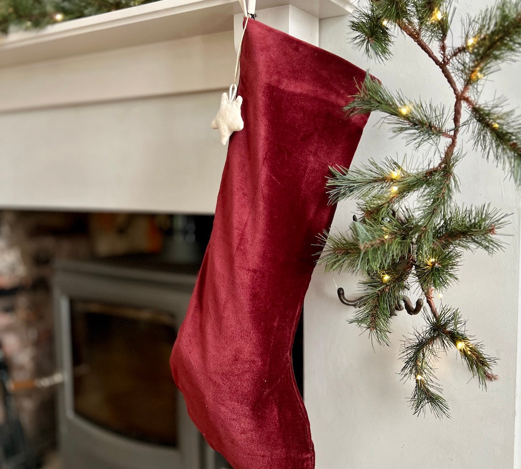red velvet Christmas stocking