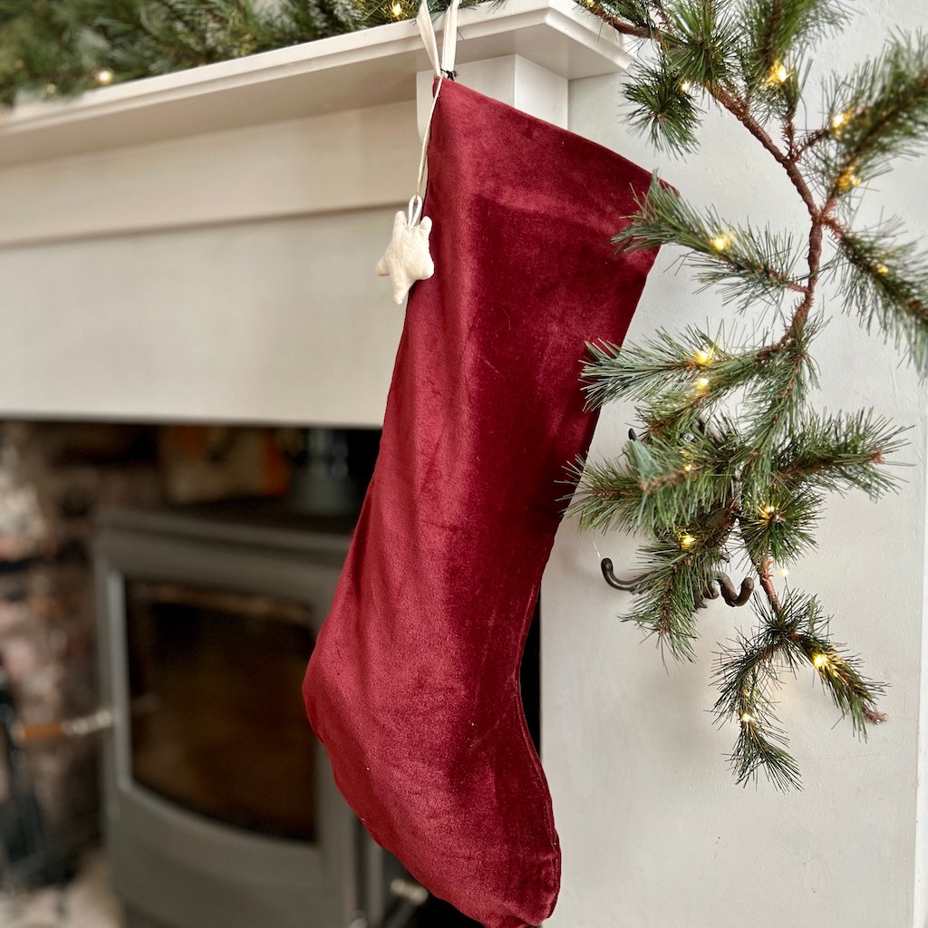 red velvet Christmas stocking