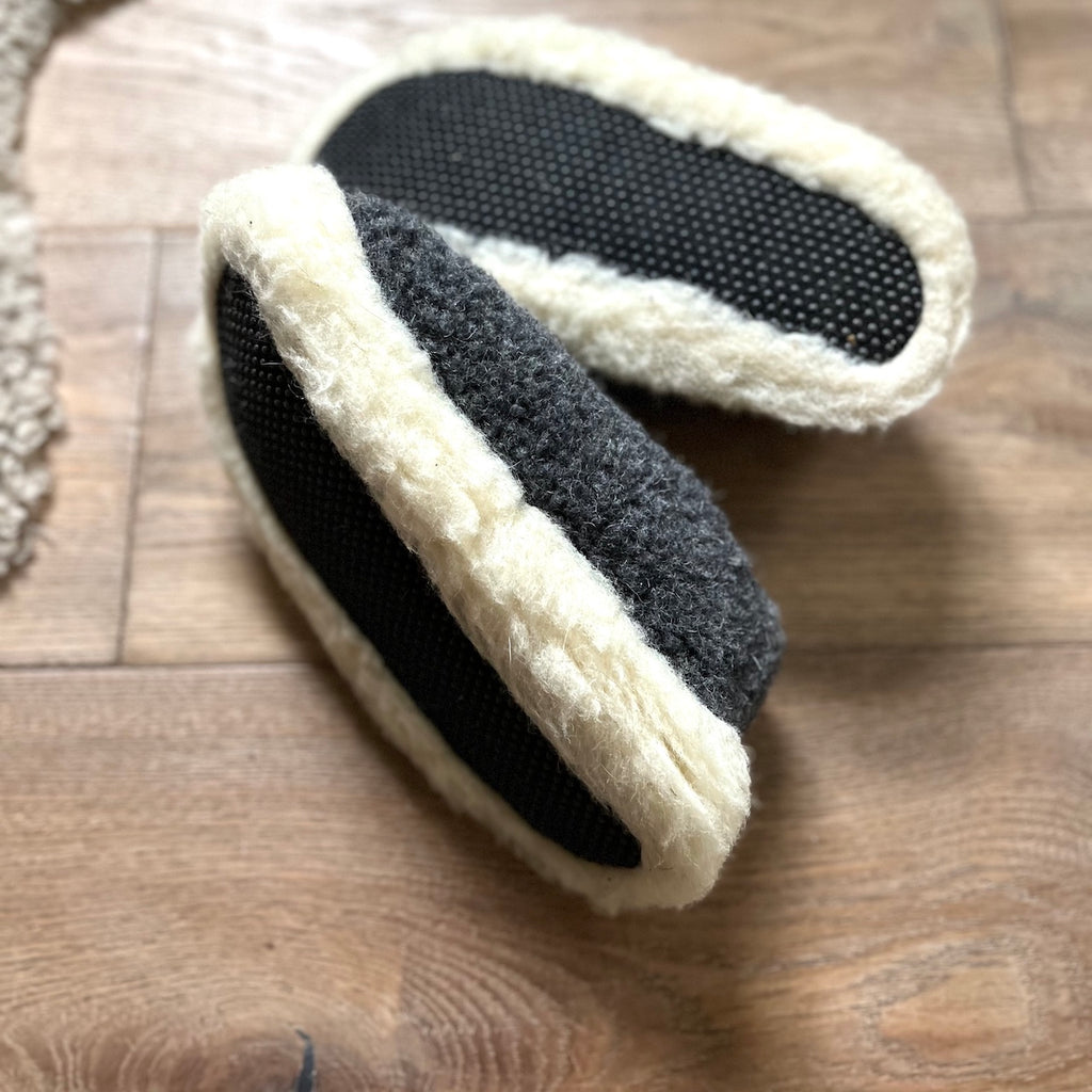 dark grey fleece wool slippers by YOKO