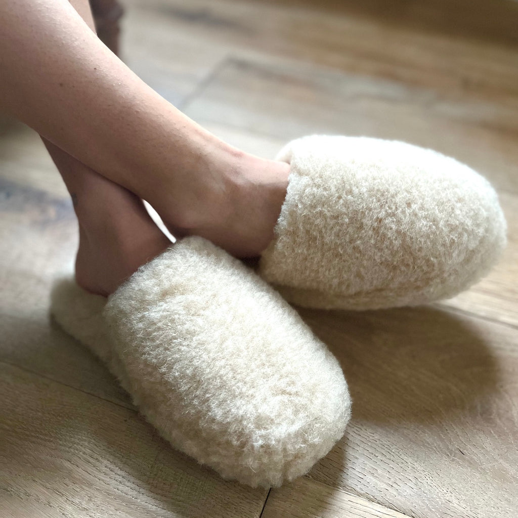 fleece wool mule slippers 