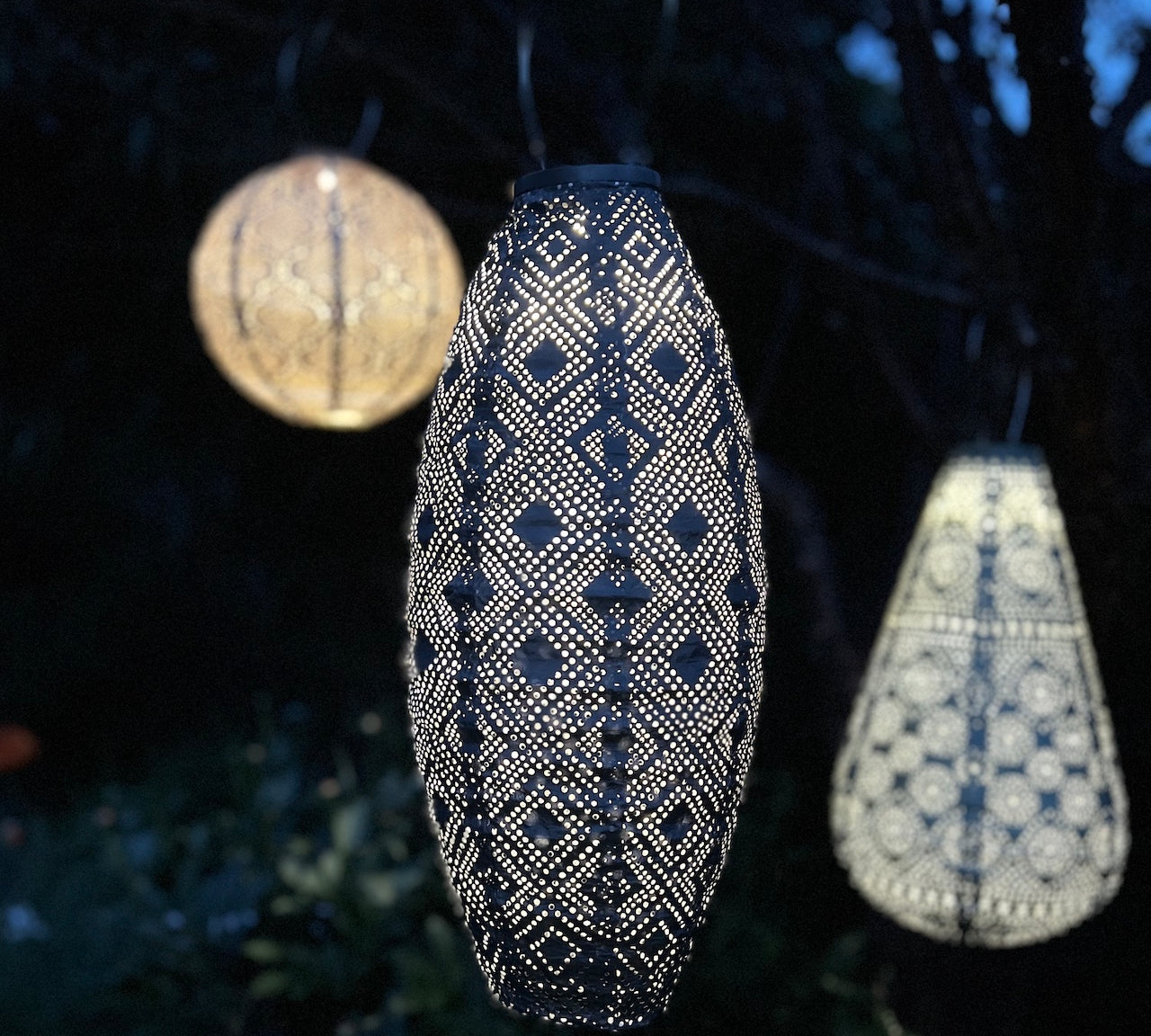 grey oval solar lantern