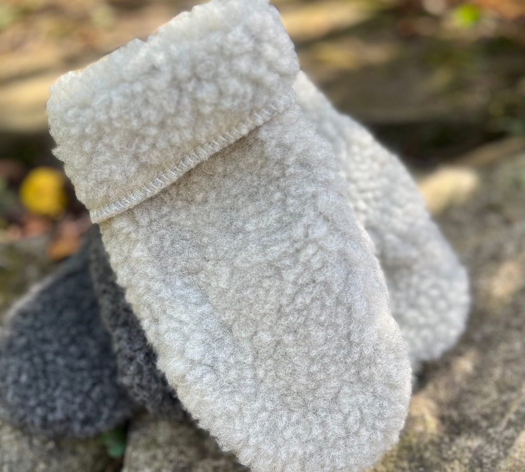 light grey fleece wool mittens