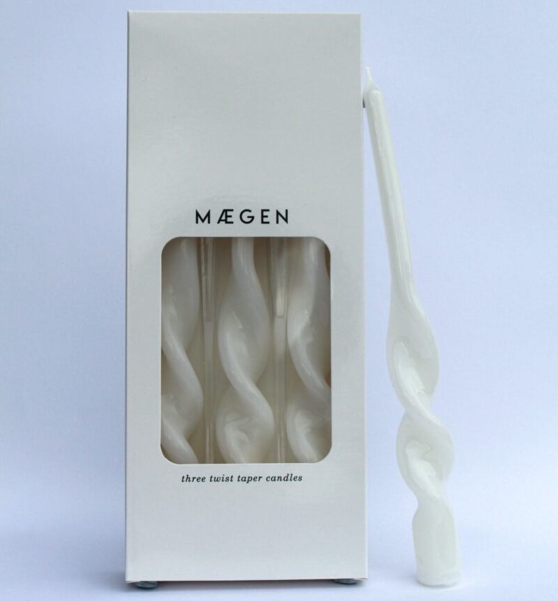 Twisted Taper Candle in White by Maegen