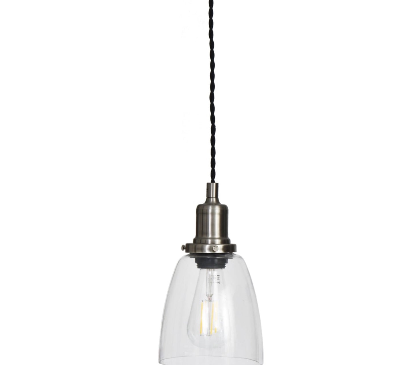 Hoxton satin nickel dome glass pendant light 
