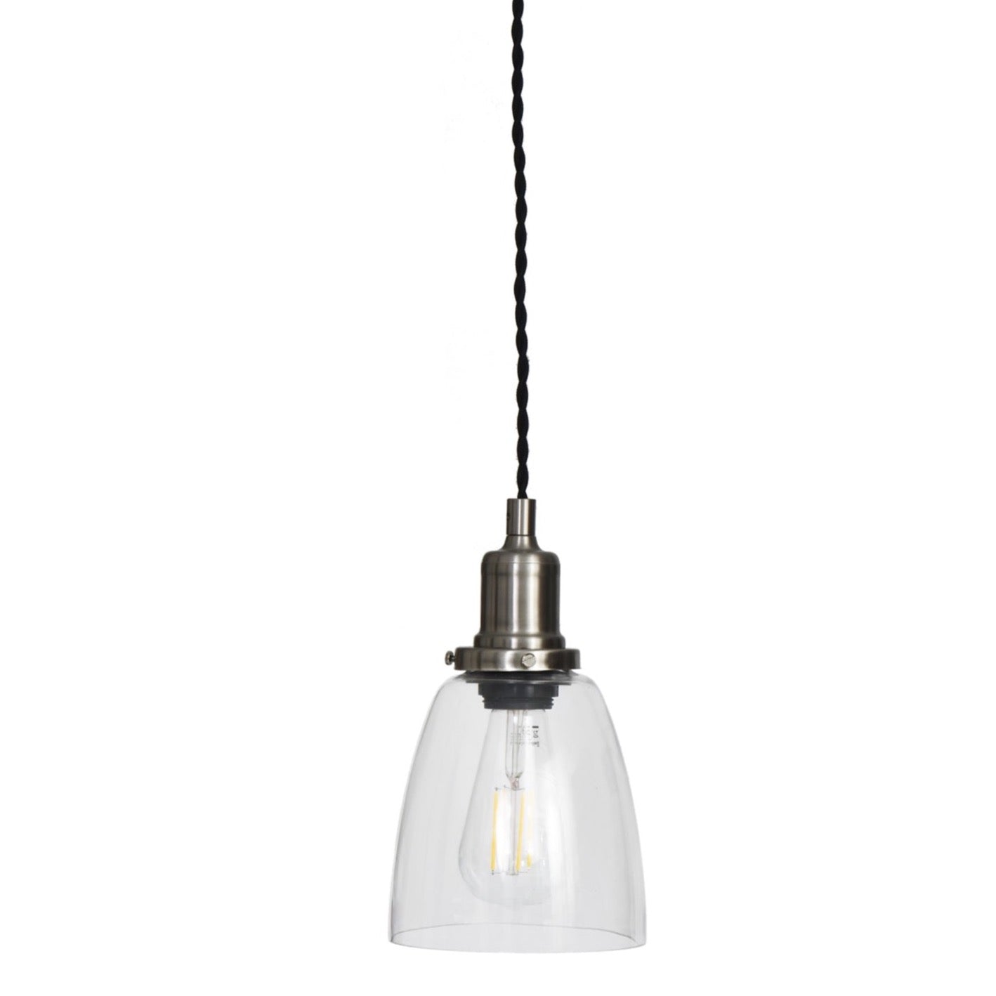 Hoxton satin nickel dome glass pendant light 