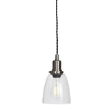 Hoxton satin nickel dome glass pendant light 