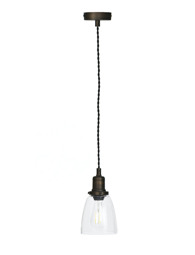 Hoxton Dome Glass Pendant Light in Antique Bronze