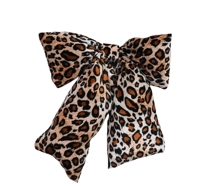 Leopard print bow on a white background