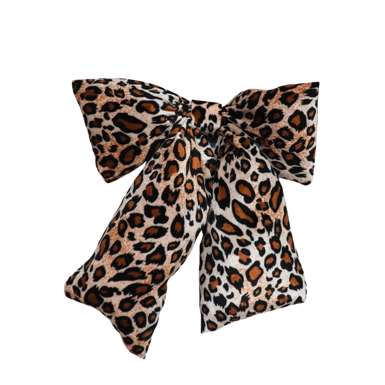 Leopard print bow on a white background