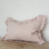 Ruffled Linen Pink Cushion 