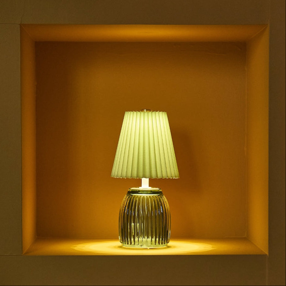 Green glass small lamp 
