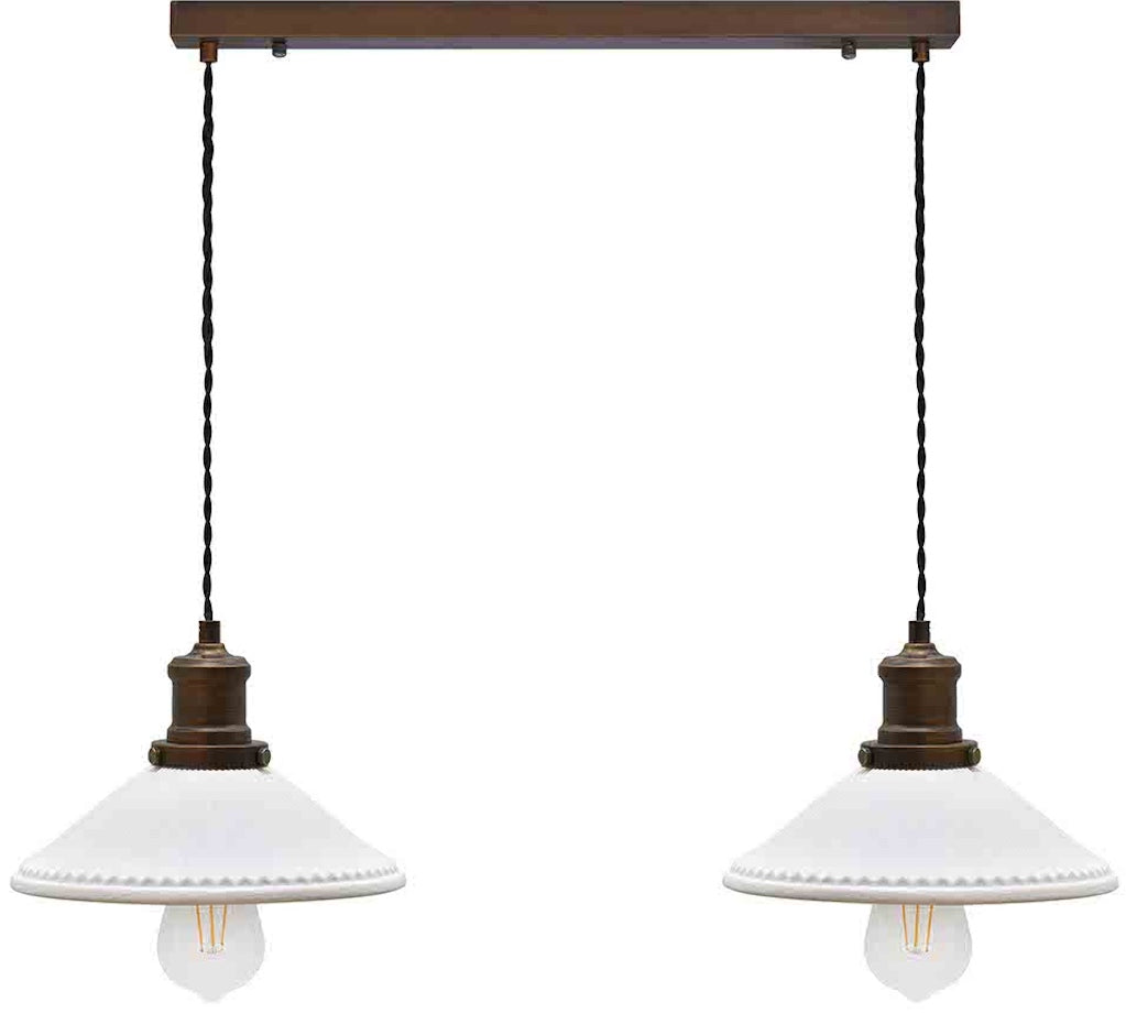 Beaulieu Fluted Double White Ceramic Pendant Light