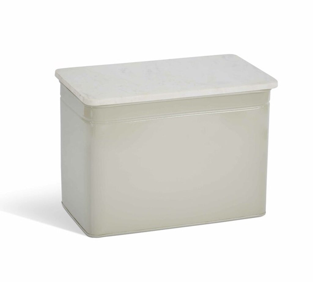 Clay metal bread bin with a marble lid by Garden Trading