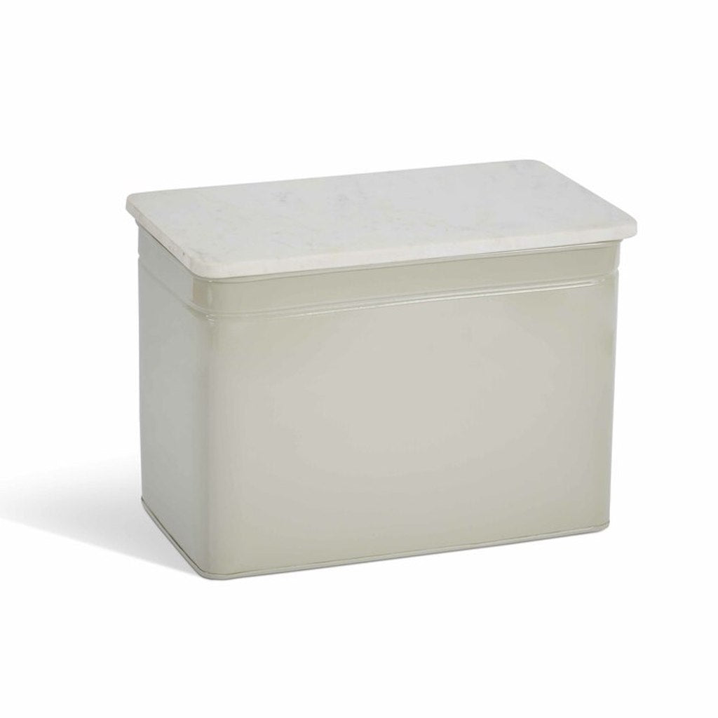 Clay metal bread bin with a marble lid by Garden Trading