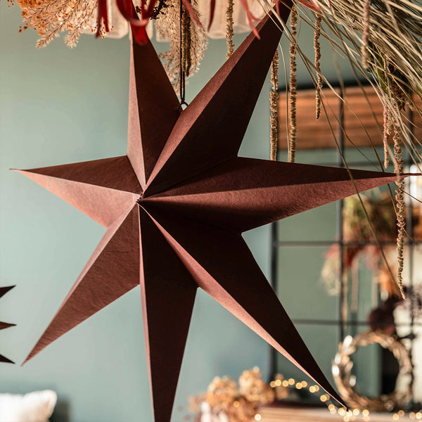 Hanging Paper Stars in Berry Red 