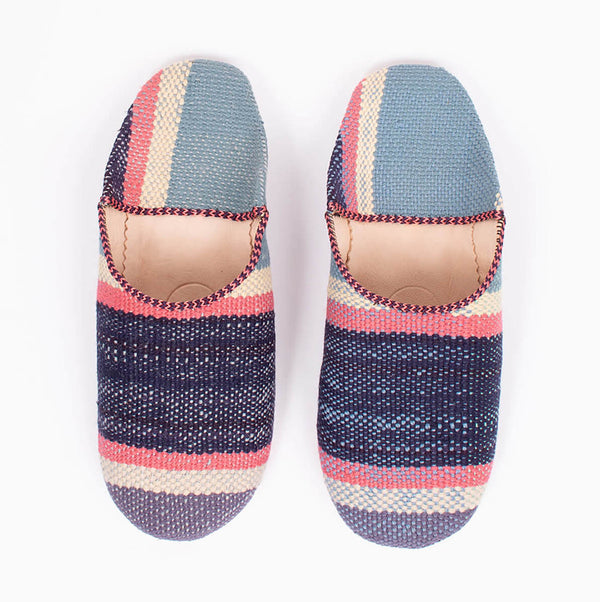 Striped blue babouche slippers by Bohemia