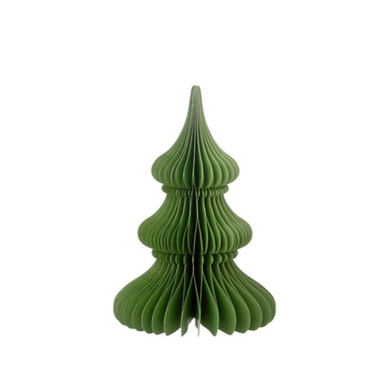 Green paper tree decoration on a white background