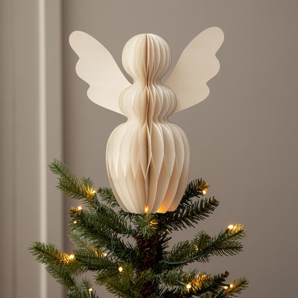 Maddox White Paper Christmas Tree Angel Topper