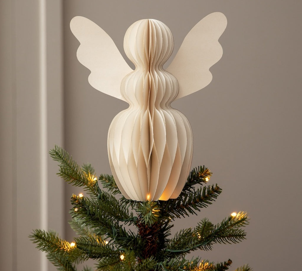 Maddox White Paper Christmas Tree Angel Topper